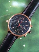 Tag Heuer Carrera Replica Watch Black Face w/ Leather Strap Rose gold case